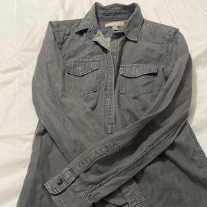 dark grey button up collar
